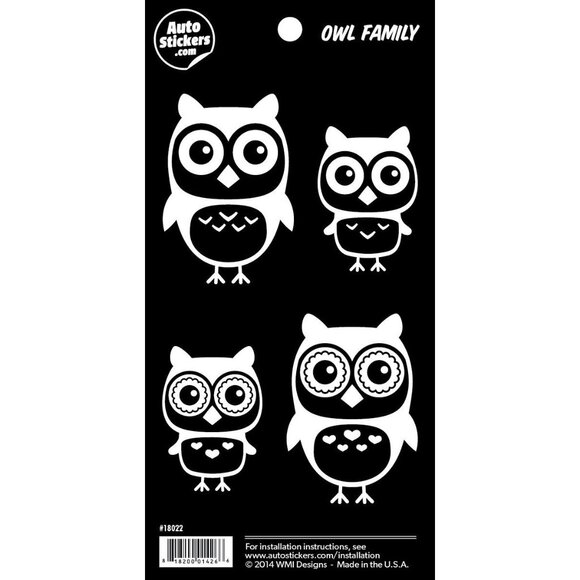 Owl Family Car Vinyl Decal Stickers Mom Dad boy girl brother sister black white - Picture 1 of 1